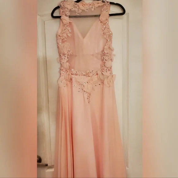 Evening prom pink dress flowers 3D - Picture 3 of 4